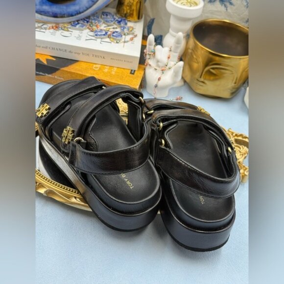 🆕 TORY BURCH 🧿 NWOB Kira Sport Sandal, Black Leather Dad Sandal - Sz 6.5 US - Picture 9 of 13